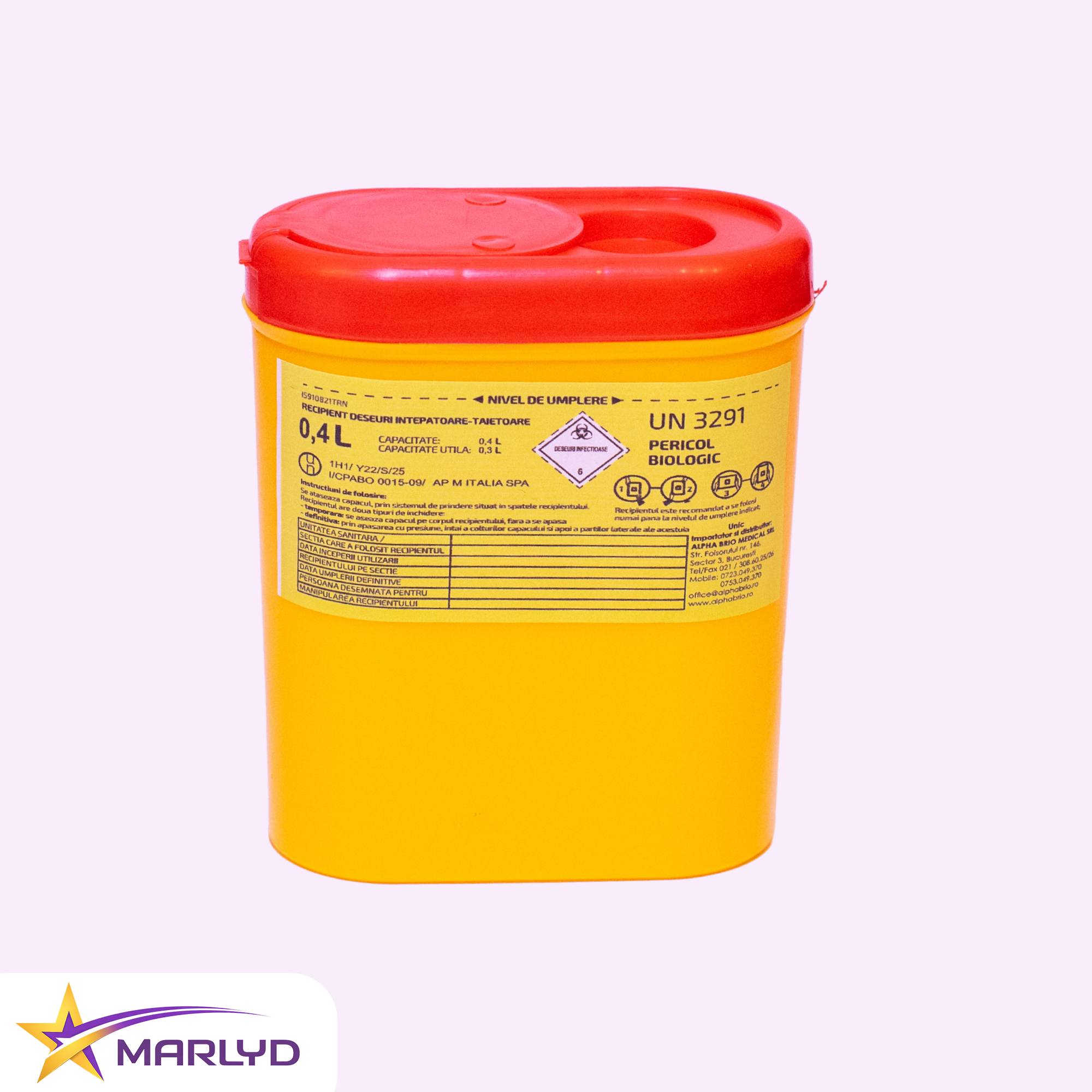 Recipient / Cutii polipropilena 0,4 L pt. intepatoare–taietoare BIOSAFE