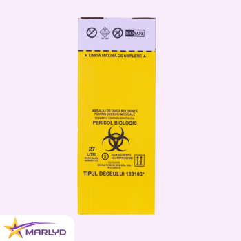 Cutii carton 27 L pentru incinerare cu sac galben inclus BIOSAFE