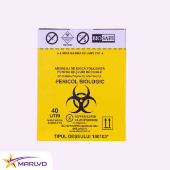 Cutii carton 40 L pentru incinerare cu sac galben inclus BIOSAFE