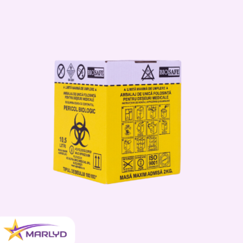 Cutii carton 10,5 L pentru incinerare cu sac galben inclus BIOSAFE